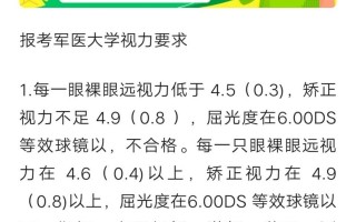 军医大学对眼睛视力有什么要求