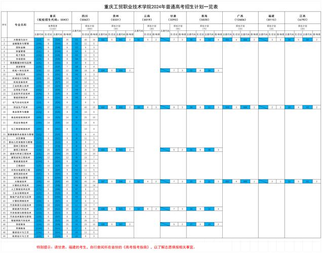 重庆工贸职业技术学院2024年招生计划一览表-第1张图片
